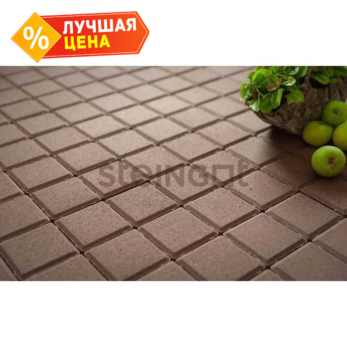 Плитка тротуарная Steingot Моно, Квадрат, темно-коричневый, 300x300x60 мм
