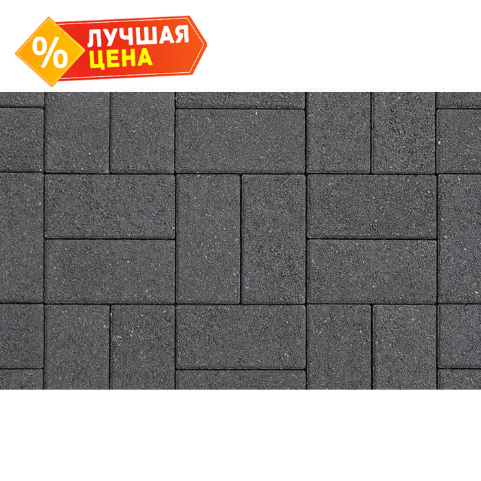 Плитка тротуарная Прямоугольник (Ла-Линия) А.2.П.4 гранит черный 200x100x40 мм